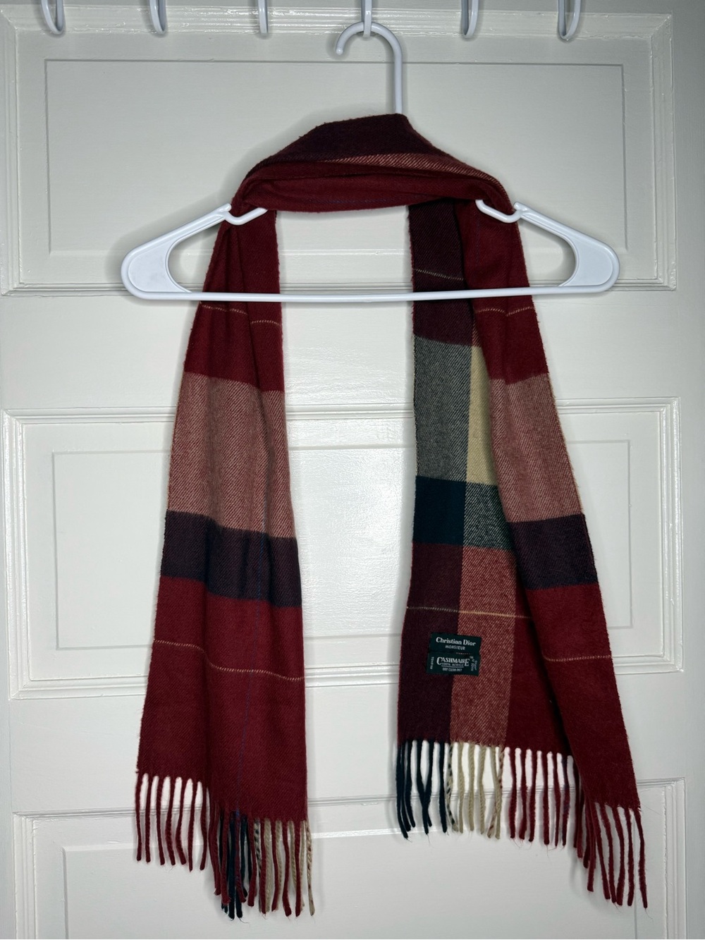 Vtg Dior Men’s Burgundy Plaid Scarf